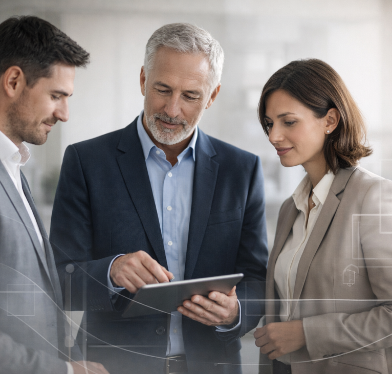 KI-Strategie Meeting im Unternehmen zur Planung der KI-Einführung. KI-Strategie für Unternehmen