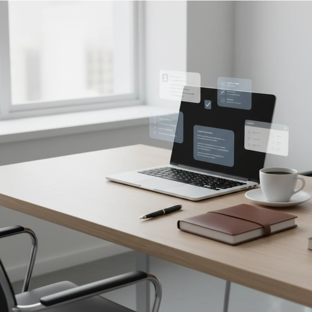 Laptop mit digitalen Prozessen – Automatisierung und KI-Workflows im Unternehmen
