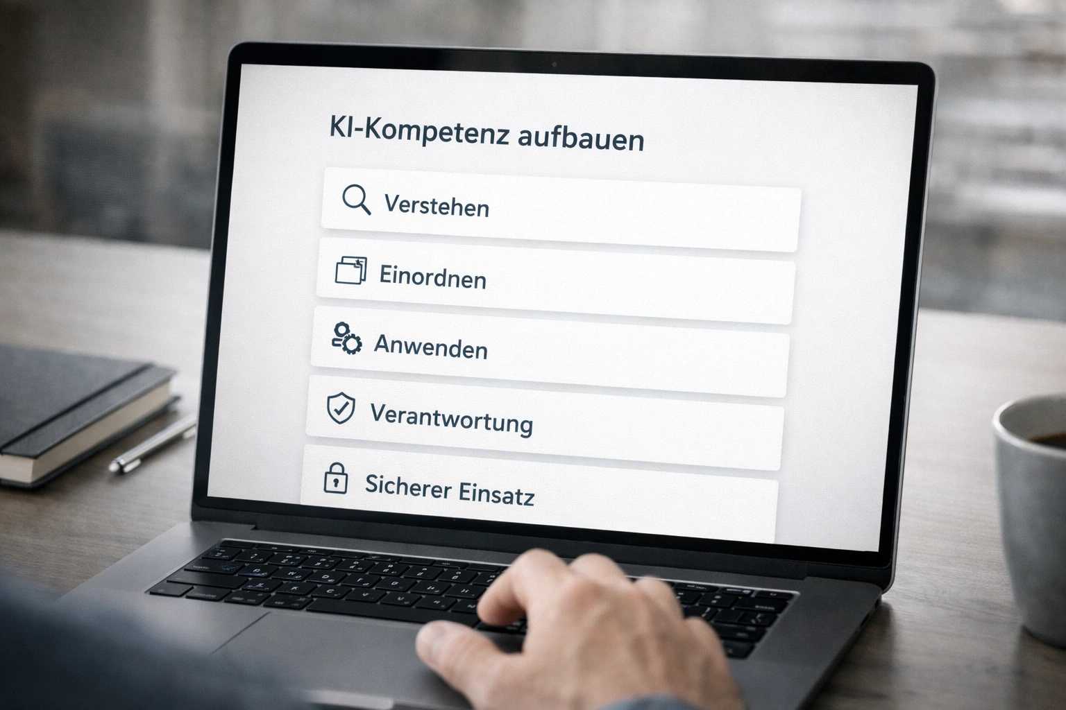 Laptop mit KI-Tools – Aufbau von KI-Kompetenz im Unternehmen